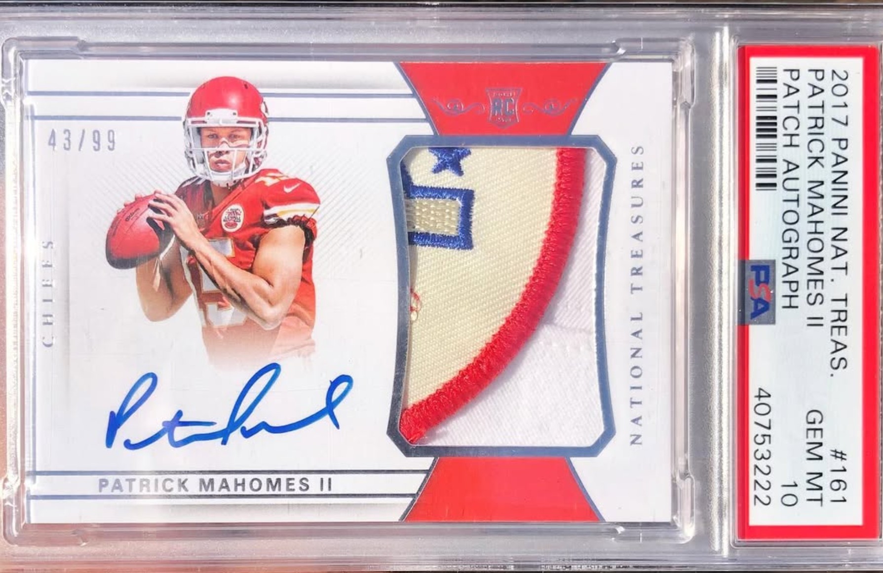 Base 43/99 Patrick Mahomes Lamar Hunt patch gem